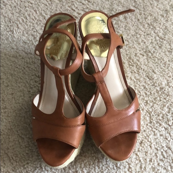 Vince Camuto espadrilles wedges 7.5 t-straps brown - Picture 5 of 8